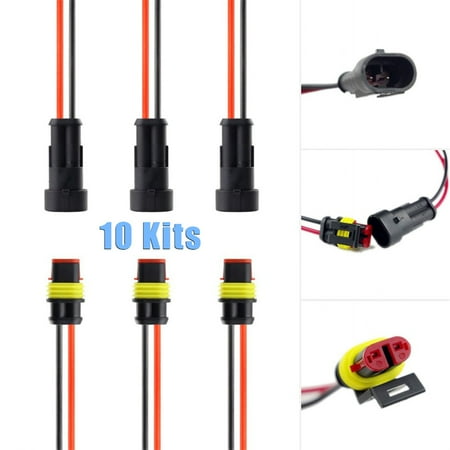 10 sets 2-Way 2 Pin Electrical Connector Waterproof Plug Kit with 8cm Line 10 sets 2-Way 2 Pin Electrical Connector Waterproof Plug Kit with 8cm Line